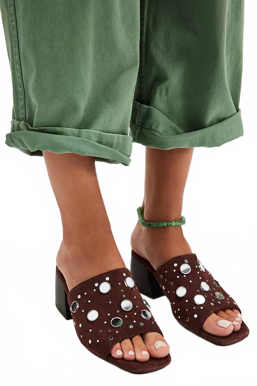 NEW FREE PEOPLE women's mirage mules in espresso suede